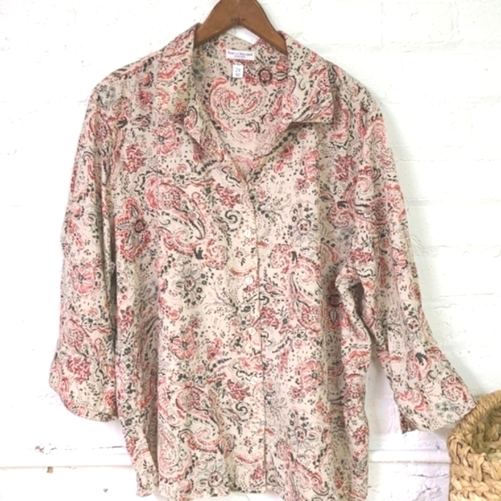 - Rebecca Malone 100% Cotton Button Down Plus Size 2X